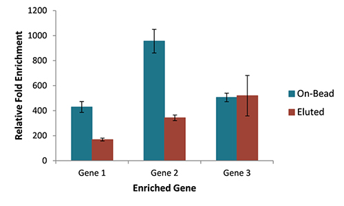 Figure 1. On-Bead Post-Capture PCR Amplification Enhances Enrichment. Target capture was performed using xGen® Lockdown® Probes and SeqCap® EZ Hybridization and Wash Kit. Relative levels of three target genes after enrichment were measured by qPCR.