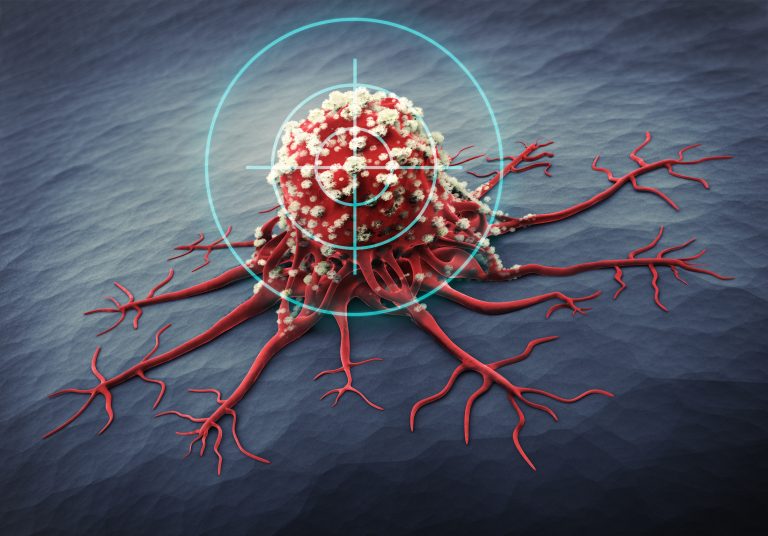 Close up of a cancer cell - oncology target 3d illustration