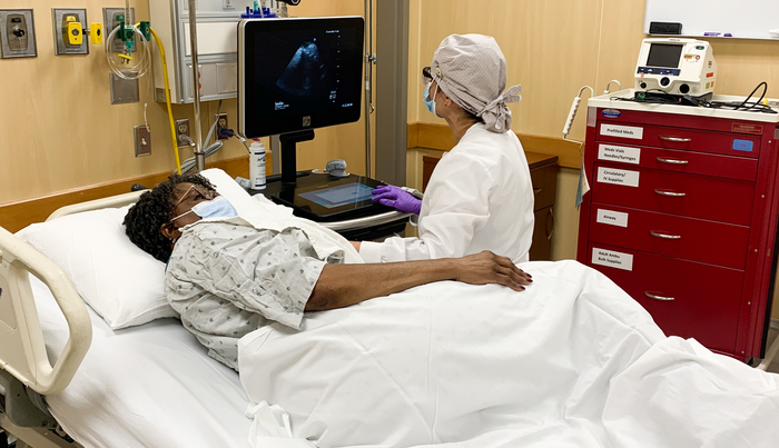 A patient receives an echocardiogram at The Ohio State University Wexner Medical Center to test for dilated cardiomyopathy.