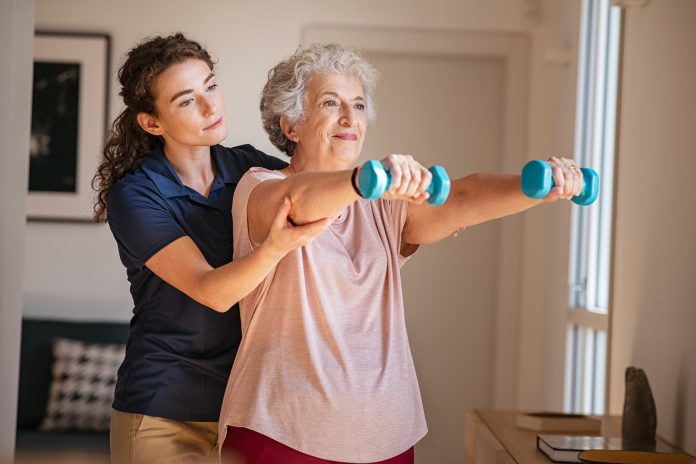 Older woman strength training