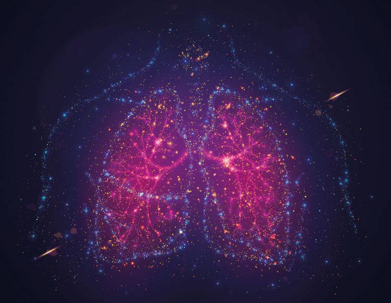 Image of the lungs to illustrate individuals with chronic obstructive pulmonary disease (COPD), which can be influenced by genetic variation in EPAS1 gene, which impacts oxygen saturation in the blood