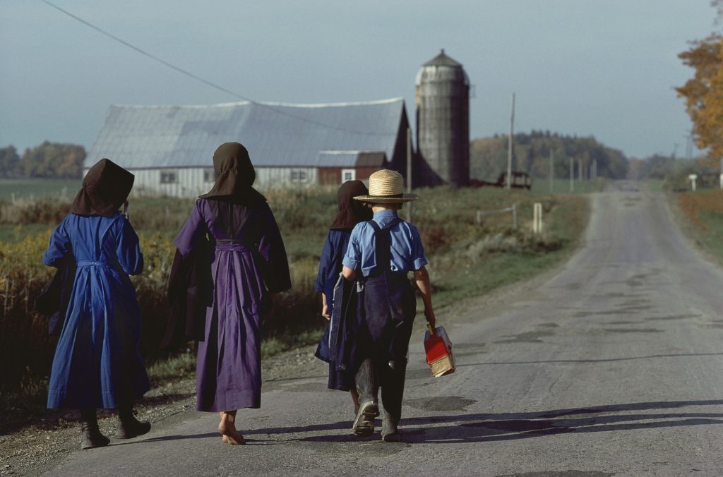Amish Children Walking