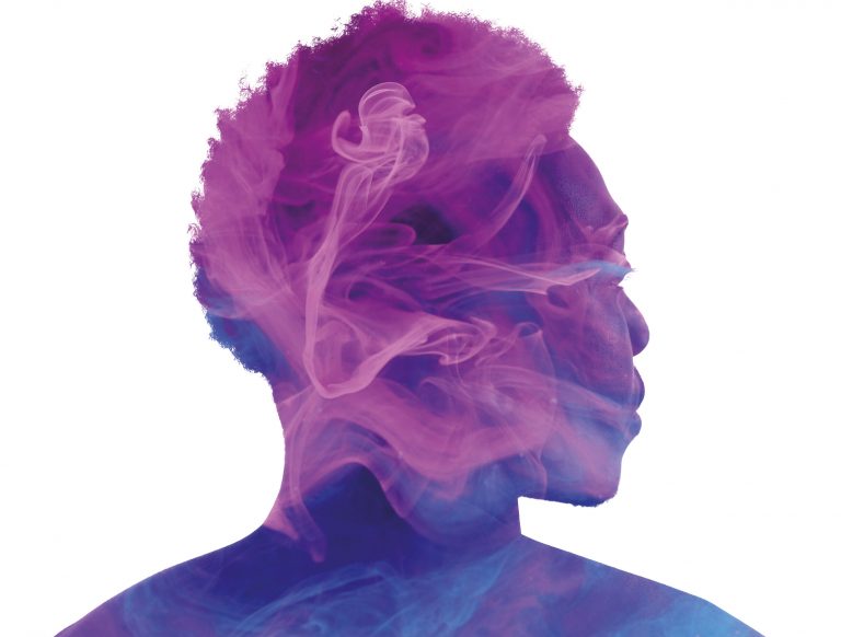 Aura energy inner harmony man face color smoke