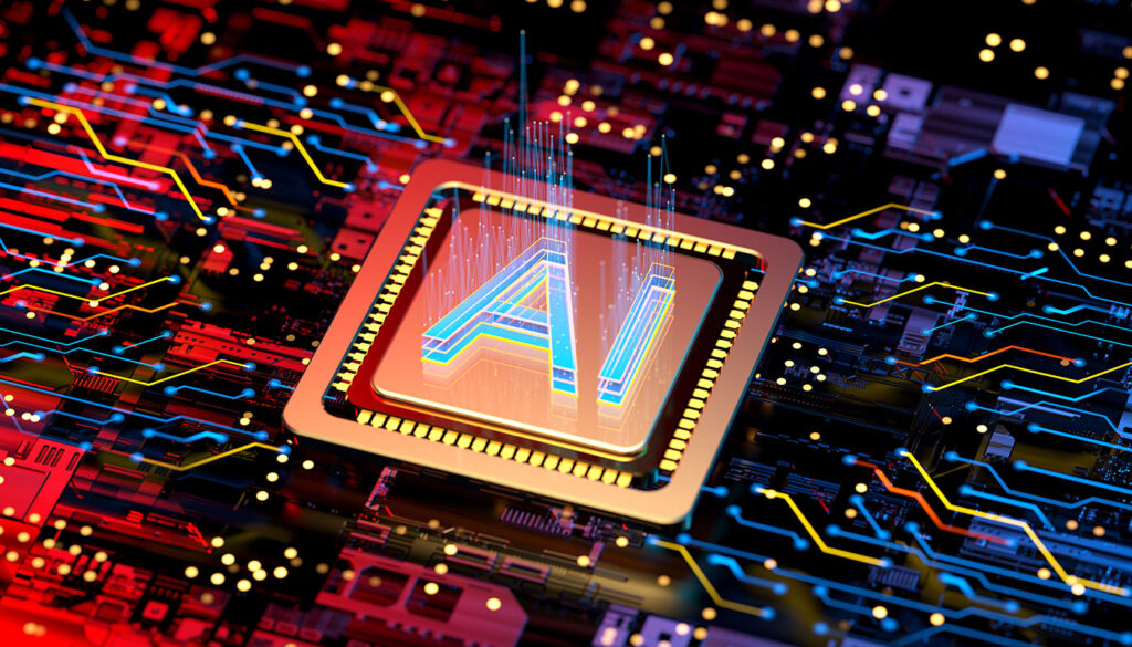 Artificial Intelligence concept brain with CPU