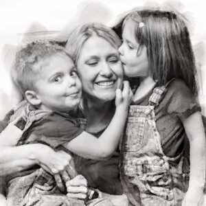 Amber Freed with her twins Maxwell and Riley.